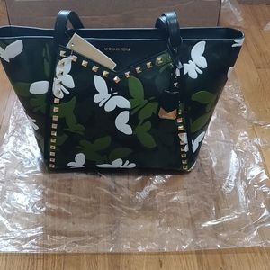 Whitney Large Butterfly Camo Leather Tote Bag